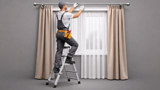 Curtain rail and curtain rod installation фото